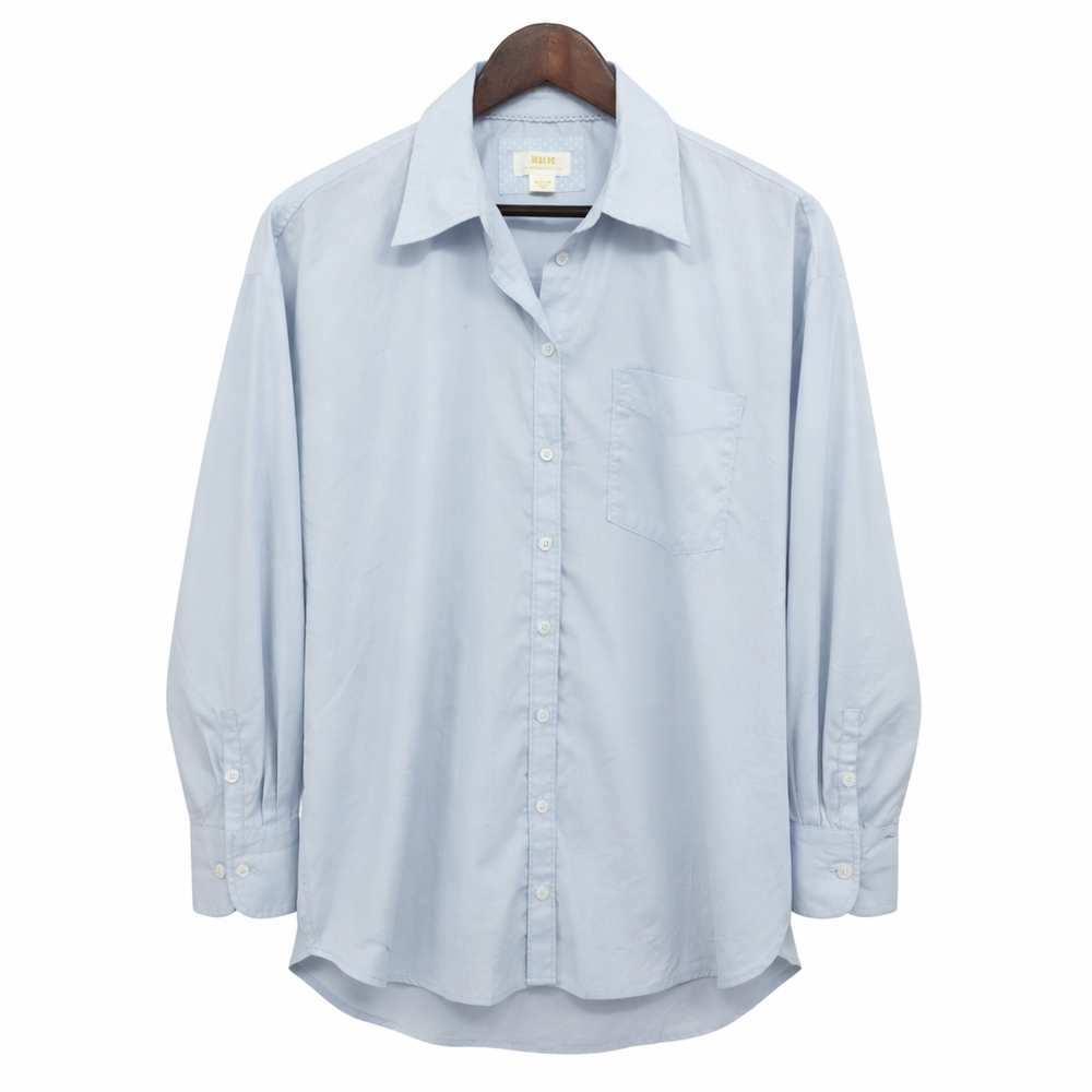 Maeve Anthropologie Pastel Blue Oversized Cotton Pocket Button Down Shirt Medium